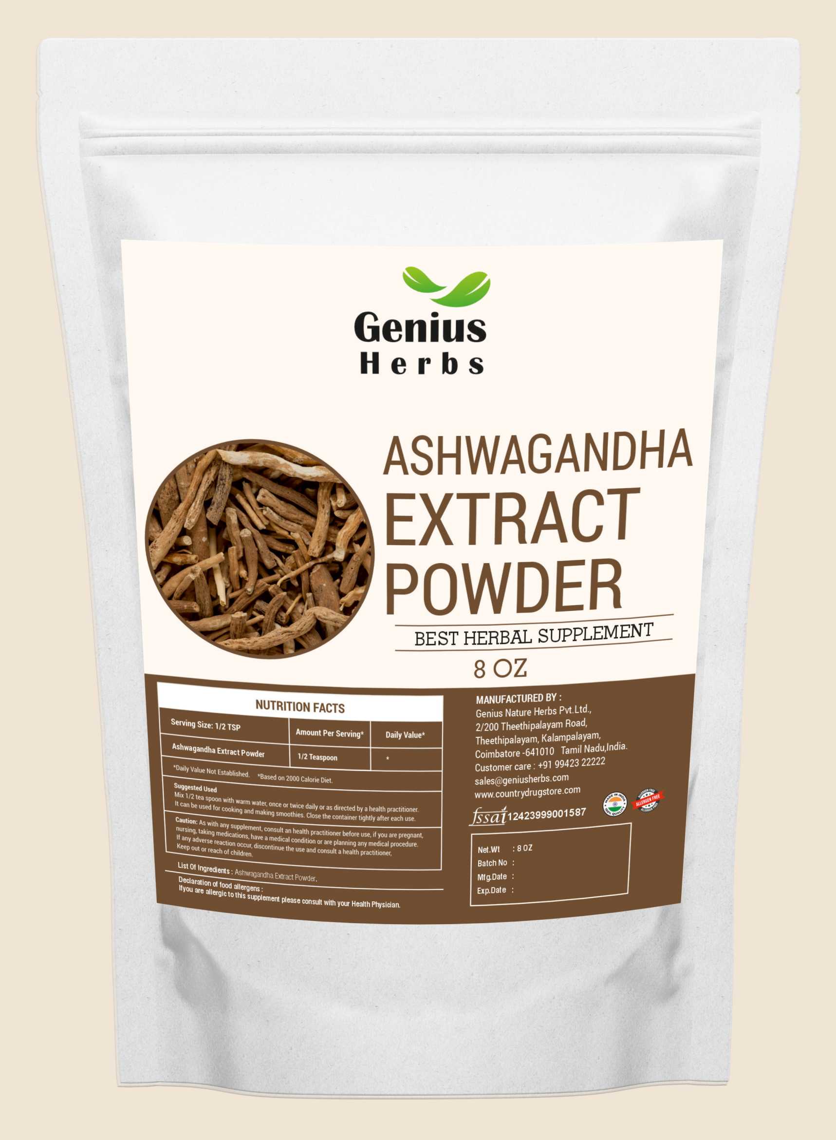 Ashwagandha Roots Powder Wholesale Manufacturer & Supplier in India